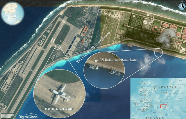 此前有商用卫星拍摄了美济礁等地的卫星图，均未发现战斗机的身影